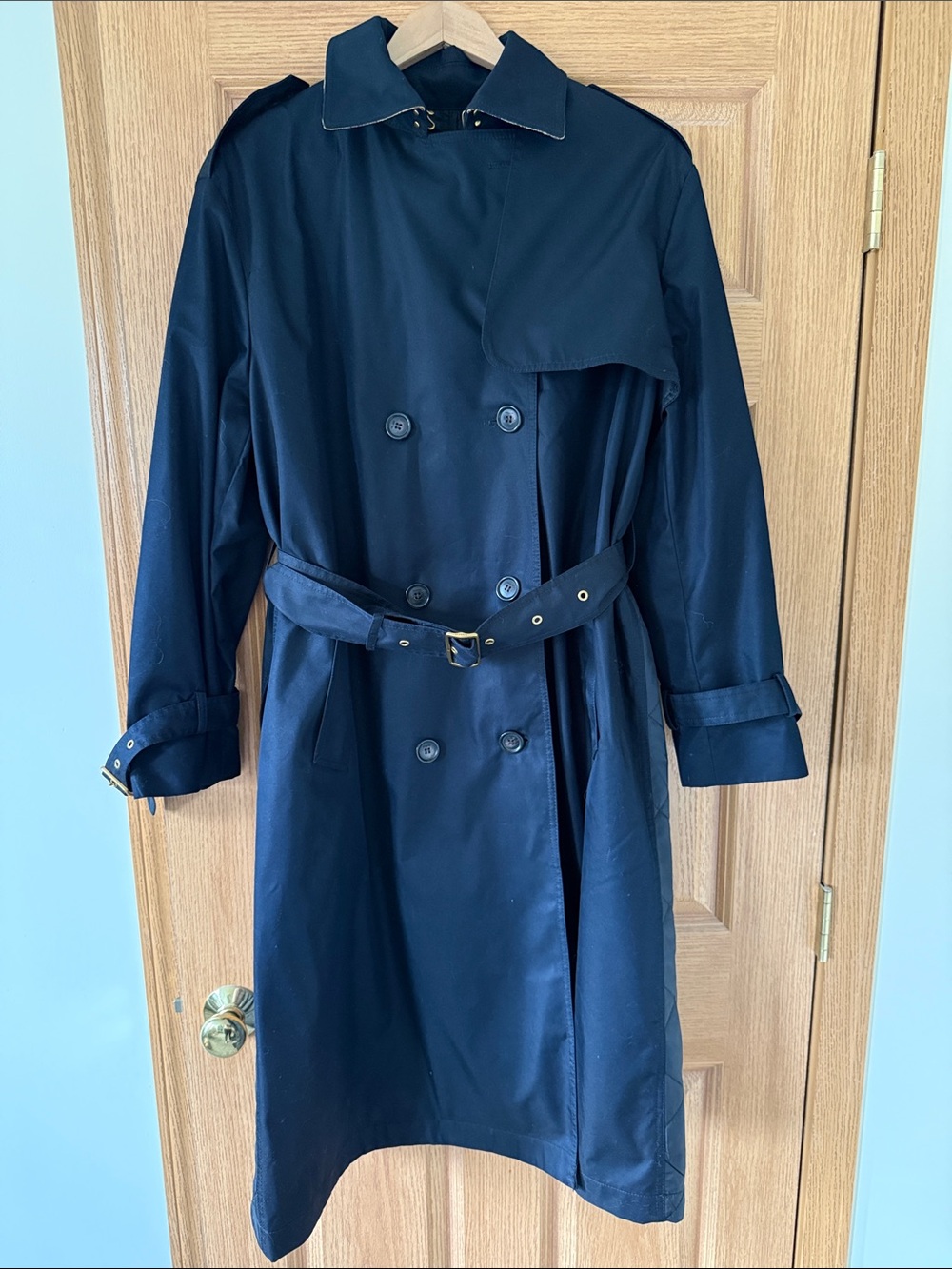 Coach Women's Navy Trench Coat with Belt